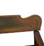 Beautiful Vintage Wooden Bench Early American with Worn Hand Painted Motifs and Curved Arms