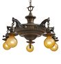 Beautifully Highlighted Vintage Classical Revival 5 Light Pan Chandelier
