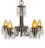 Fancy Vintage Classic Revival 5 Arm Semi Flush Chandelier with 3 Tiers Crystals