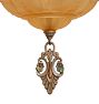 Impressive Vintage Art Deco Chandelier Cast Body and Amber Glass Etched Slipper Shades