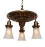 Ornate Vintage Sheffield Style 3 Light Chandelier with Etched Glass Shades