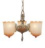 Vintage Art Deco 3-Light Chandelier with Slipper Shades