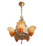 Vintage Art Deco Chandelier with Slip Shades