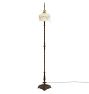 Vintage Cast Arm Floor Lamp with Painted Glass Shade