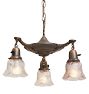 Vintage Classical Revival 3 Light Pan Chandelier with Pressed Glass Shades