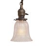 Vintage Classical Revival Pan Flush Mount 3 Drop Lights with Holophane Glass Shades