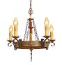 Vintage Gothic Revival 5 Light Candle Chandelier with Original Paint and Bakelite Stem
