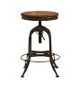 Vintage Industrial Metal Stool with Adjustable Wood Seat