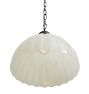 Vintage Traditional Chain Pendant and Large Opal Glass Dome Shade with Scalloped Edge