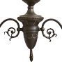 Detailed Vintage Victorian 2 Arm Chandelier with Brass Highlights and Etched Glass Shades