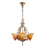 Vintage Art Deco Chandelier with Slip Shades