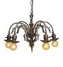 Vintage 5-Light Classical Revival Bare Bulb Chandelier in Cast Brass