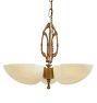 Vintage Art Deco 3 Light Chandelier with Cast Body and Opal Glass Cup Shades