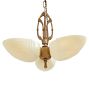 Vintage Art Deco 3 Light Chandelier with Cast Body and Opal Glass Cup Shades