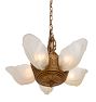 Vintage Art Deco Chandelier 5-light Etched Glass Slipper Shade