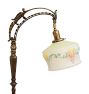 Vintage Cast Arm Floor Lamp with Painted Glass Shade