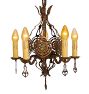 Vintage Romance Revival 5 Light Candle Chandelier with Figural Motifs and Faux Copper Finish