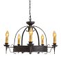Vintage Spanish Revival Wrought Iron Chandelier 5 Light