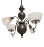 Voluminous Vintage Victorian 4 Light Chandelier 2x2 Gas Electric with Acid Etched Glass Shades