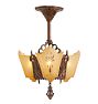 Vintage Art Deco 3-Light Chandelier with Slipper Shade