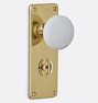 Benson White Porcelain Knob Tube Latch Interior Door Set, Privacy - Lacquered Brass