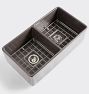 Frost Fireclay Gray Double Kitchen Sink, 33-1/4" x 10" x 18"