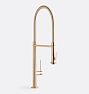 Poetto Culinary Kitchen Faucet Tall Stick Handle With Squeeze Sprayer, Satin Bronze PVD