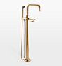 Descanso Cross Handle Floor Mounted Tub Filler With Handshower, Satin Bronze PVD
