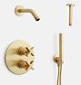 West Slope Shower Set Thermostatic Rain Shower/Hand Trim on Hook Cross Handle w/ 6in Arm CP