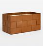 Open Box: Leather Woven Basket (16"L x 8"W x 8"H) - Saddle