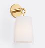 Open Box: Stillwater Sconce - Aged Brass with White Linen Shade