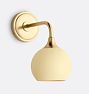 Poplar Sconce, Painted Metal Shades, Aged Brass - 6" Matte Buttercup Painted Metal Ball Shade