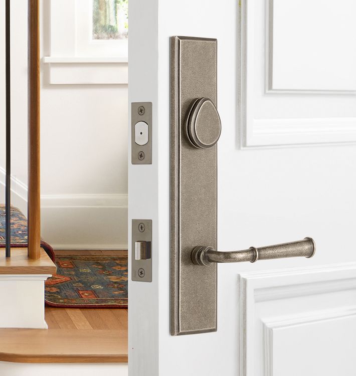 Door Handles Dual Tone Pair Of Modern Interior Straight Lever On Round Rose Set | UK - View #5