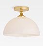 Theo Semi Flush Aged Brass Glass Dome
  12in Shade Cased White