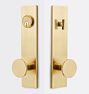 Bowman Brass Knob Exterior Door Set, Aged Brass