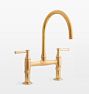 Miramar Lever Handle Bridge Kitchen Faucet, No Sprayer - Burnished Brass Uncoated