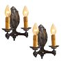 Vintage Classical Revival Double Sconce Pair of 2 Candle