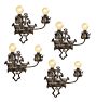 Vintage Romance Revival Double Sconces Flower Buds Set 4