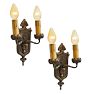 Vintage Pair Romance Revival Sconce Double Candle Light Twisted Arms