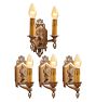 Vintage Set Art Deco Sconce One Double and Three Singles Light Candle