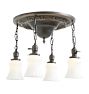 Vintage Classical Revival Pan Flush Mounts 4 Light Drop