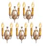 Vintage Colonial Revival Double Sconces Silver Set of 5