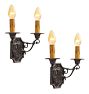 Vintage Spanish Revival Double Sconce Iron Candle Pair 2