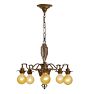 Vintage Art Deco Chandelier 5 Light Cast Bare Bulb Floral