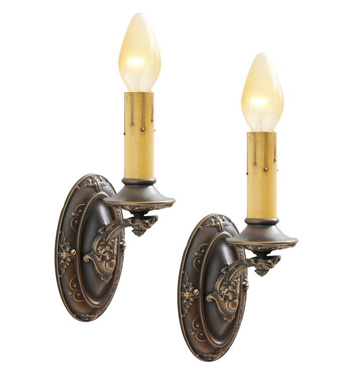 Vintage Pair Sconce classical revival 2 light candle
