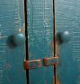 Vintage Early Painted Blue Step Back Cupboard