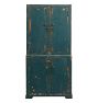 Vintage Early Painted Blue Step Back Cupboard