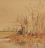 Vintage Painting of Landscape with Scenic River