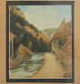Vintage Painting of Landscape with Scenic River