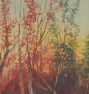 Vintage Painting of Scenic Trees Landscape in Watercolor